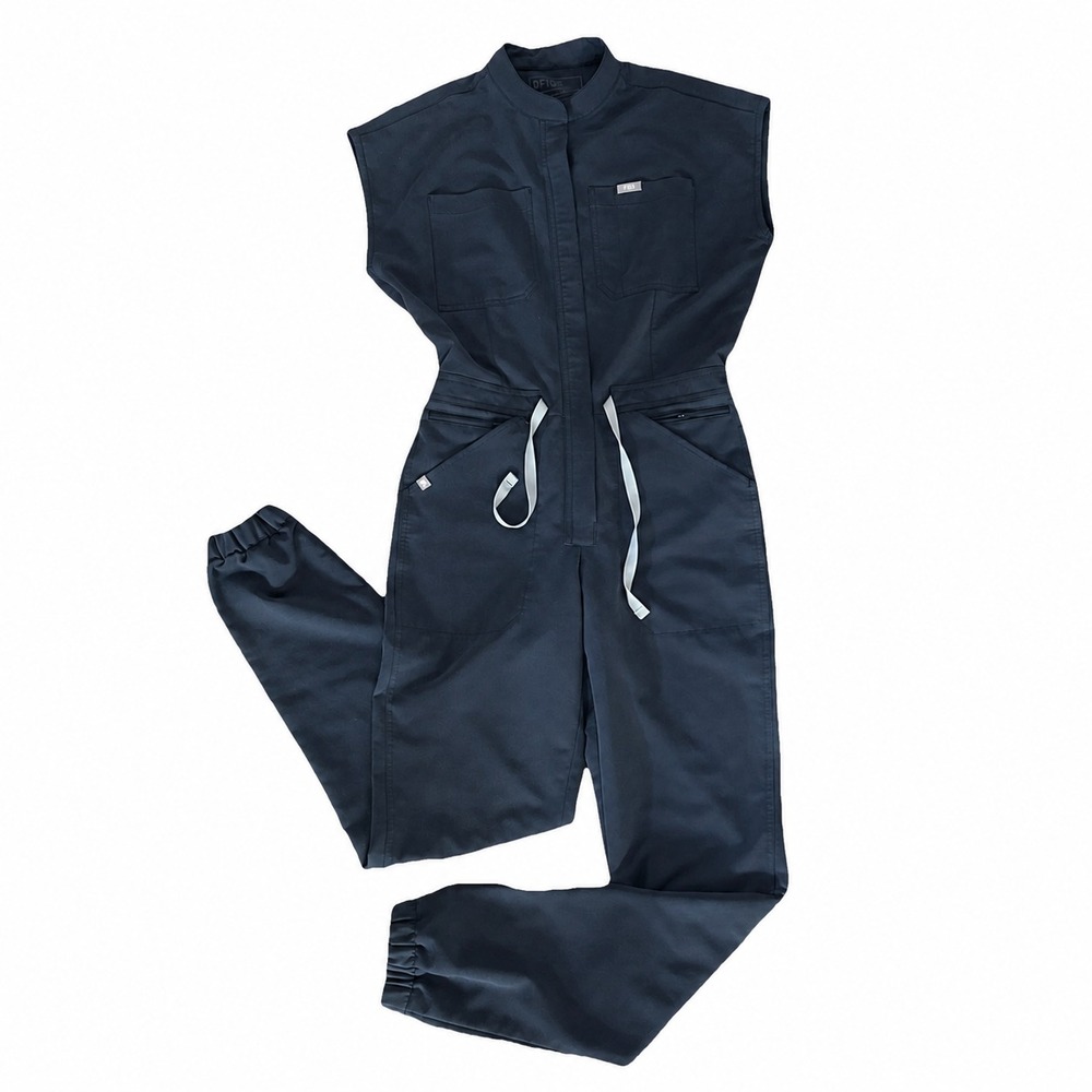 FIGS Rafaela Cargo Scrub Jumpsuit Women XS Gray Sleeveless One Piece Zip Romper